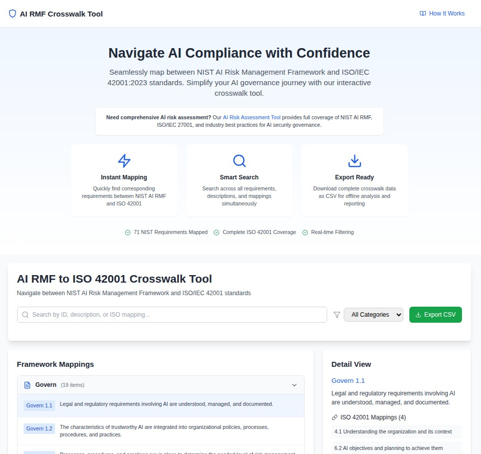 Introducing the AI RMF to ISO 42001 Crosswalk Tool: Simplifying AI Governance Compliance